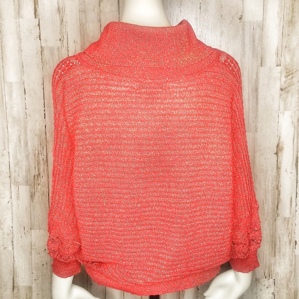 Vintage 90s Metallic Cowl Neck Knit Sweater - Picture 3 of 8